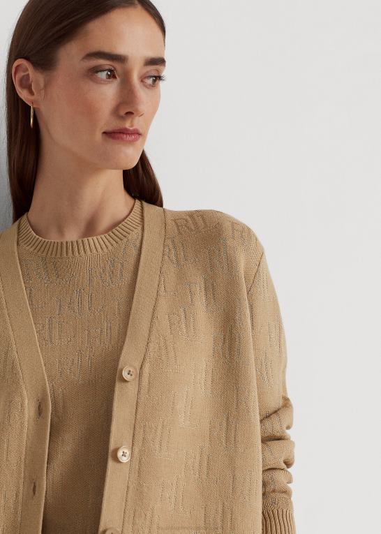 birkebrun Kvinder Ralph Lauren monogram jacquard cardigan Z426B4299