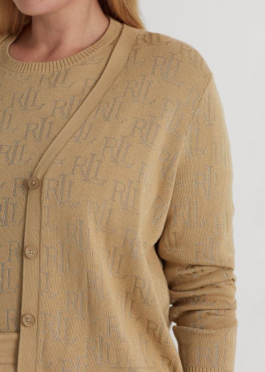 birkebrun Kvinder Ralph Lauren monogram jacquard cardigan Z426B4508