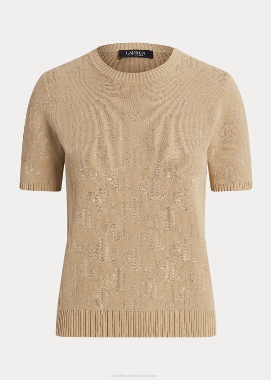 birkebrun Kvinder Ralph Lauren monogram jacquard kortærmet sweater Z426B3789
