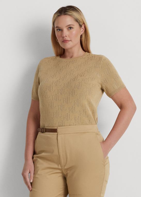 birkebrun Kvinder Ralph Lauren monogram jacquard kortærmet sweater Z426B4503