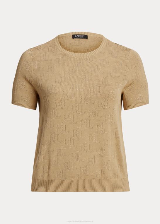 birkebrun Kvinder Ralph Lauren monogram jacquard kortærmet sweater Z426B4503