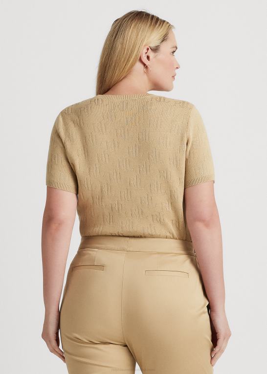 birkebrun Kvinder Ralph Lauren monogram jacquard kortærmet sweater Z426B4503