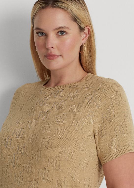 birkebrun Kvinder Ralph Lauren monogram jacquard kortærmet sweater Z426B4503