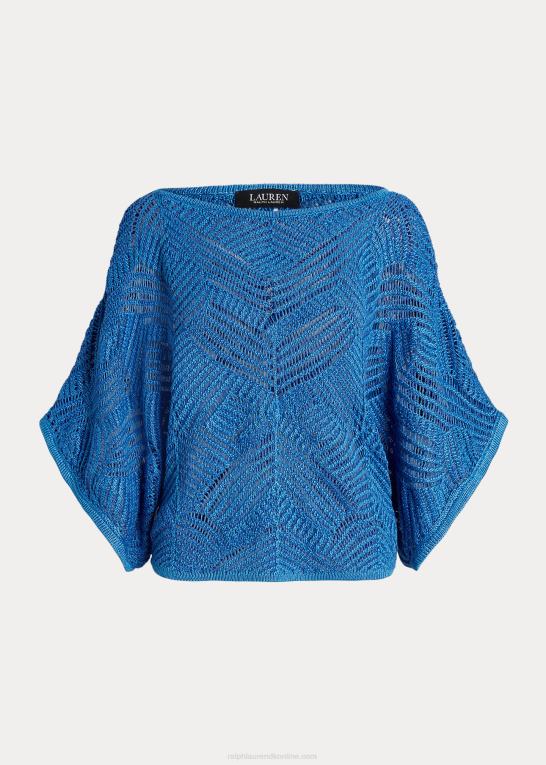 blå mergel Kvinder Ralph Lauren oversize bomuldsblanding mesh sweater Z426B3934