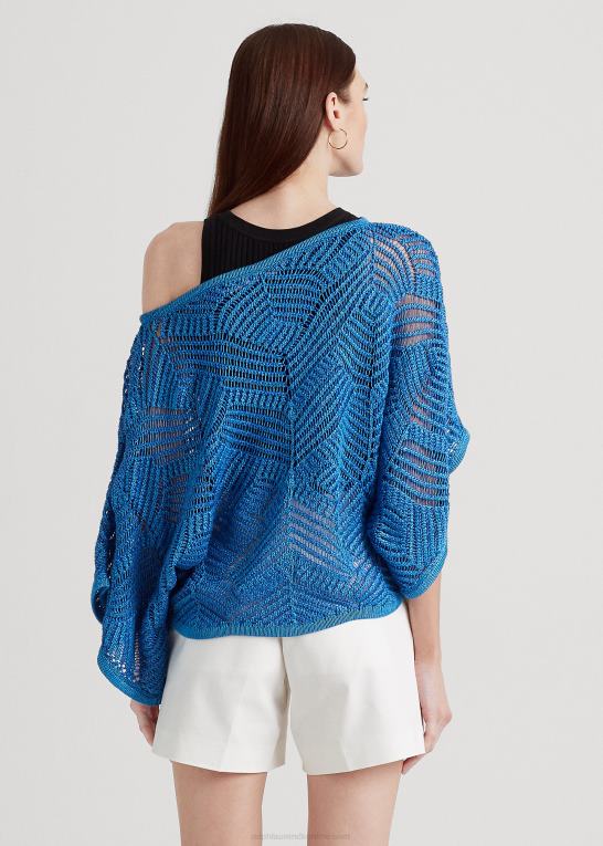 blå mergel Kvinder Ralph Lauren oversize bomuldsblanding mesh sweater Z426B3934
