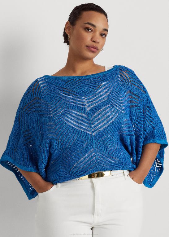 blå mergel Kvinder Ralph Lauren oversize bomuldsblanding mesh sweater Z426B4564