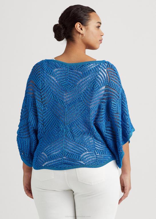 blå mergel Kvinder Ralph Lauren oversize bomuldsblanding mesh sweater Z426B4564