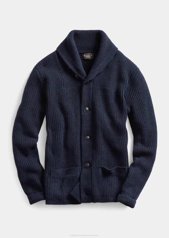 blå sort Kvinder Ralph Lauren kashmir cardigan med sjalkrave Z426B3607