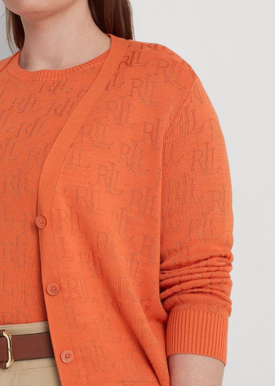 canyon orange Kvinder Ralph Lauren monogram jacquard cardigan Z426B4509