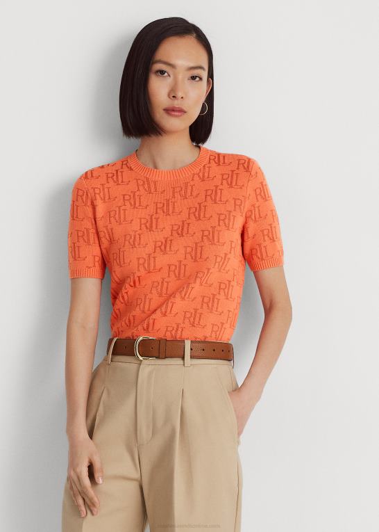 canyon orange Kvinder Ralph Lauren monogram jacquard kortærmet sweater Z426B3787