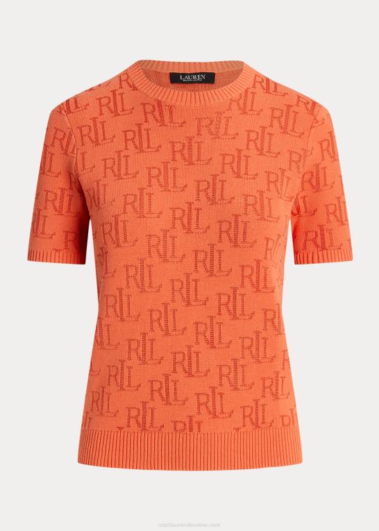 canyon orange Kvinder Ralph Lauren monogram jacquard kortærmet sweater Z426B3787