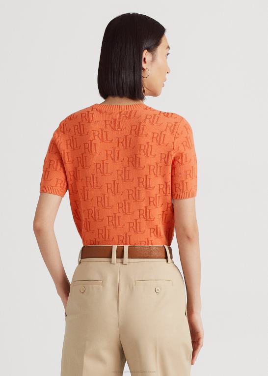 canyon orange Kvinder Ralph Lauren monogram jacquard kortærmet sweater Z426B3787