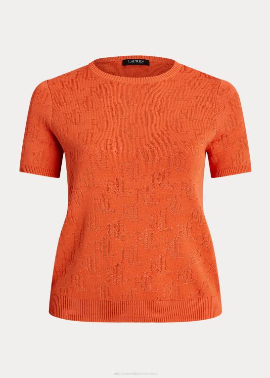 canyon orange Kvinder Ralph Lauren monogram jacquard kortærmet sweater Z426B4502