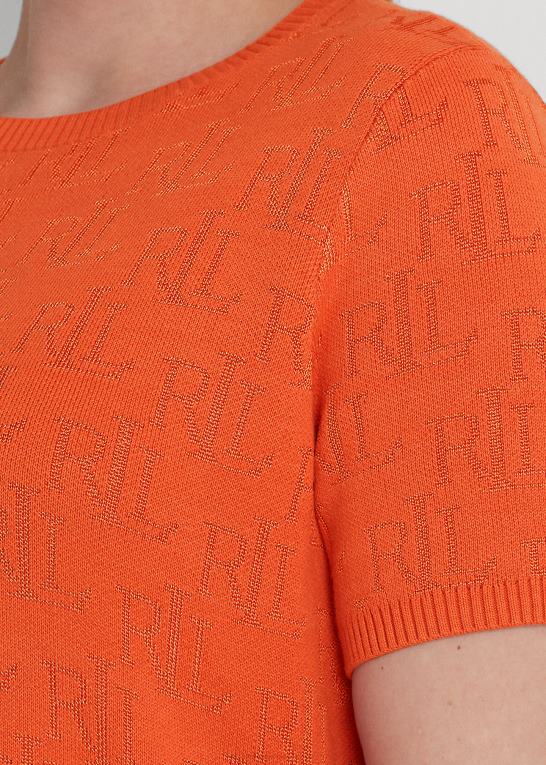 canyon orange Kvinder Ralph Lauren monogram jacquard kortærmet sweater Z426B4502