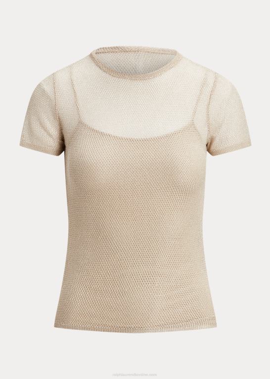 champagne Kvinder Ralph Lauren mesh kortærmet sweater Z426B3521