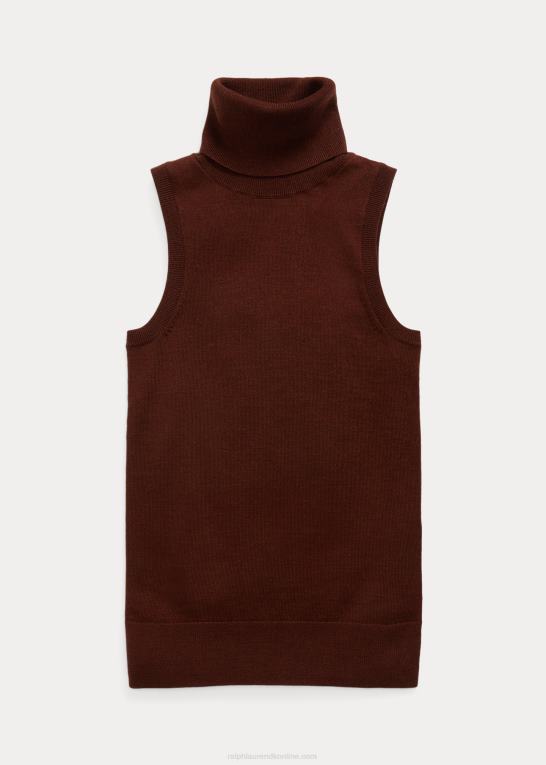 chokolade brun Kvinder Ralph Lauren uld ærmeløs rullekrave Z426B3160