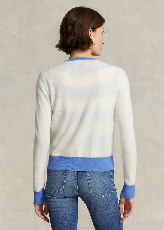 creme/havneø blå Kvinder Ralph Lauren crest cashmere cardigan Z426B3114