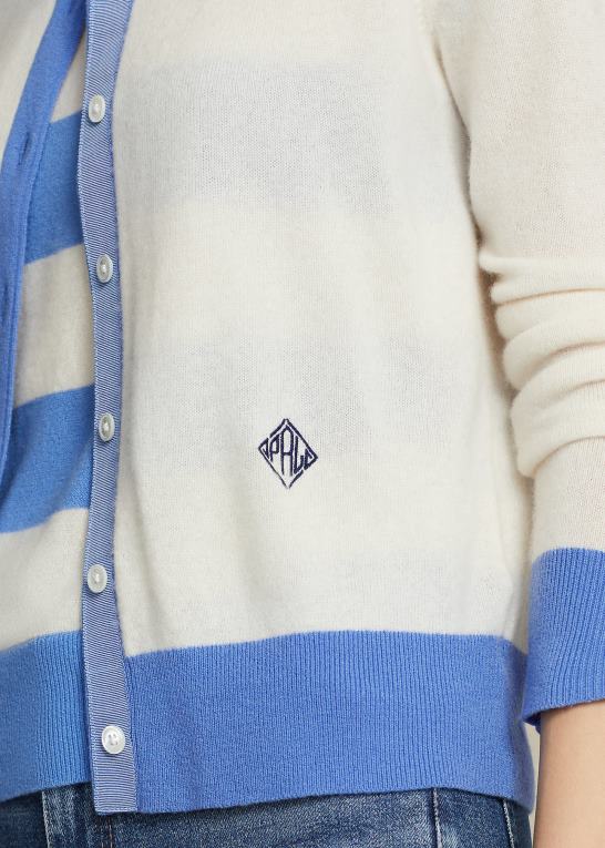 creme/havneø blå Kvinder Ralph Lauren crest cashmere cardigan Z426B3114