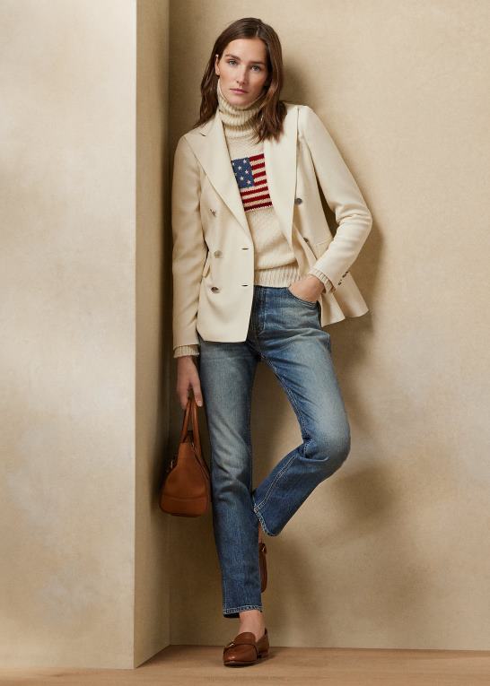 creme m/flag Kvinder Ralph Lauren flag kashmir rullekrave sweater Z426B9353
