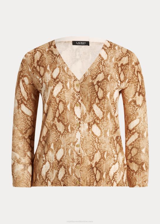 creme multi Kvinder Ralph Lauren cardigan i bomuldsblanding med slangeskindstryk Z426B4768