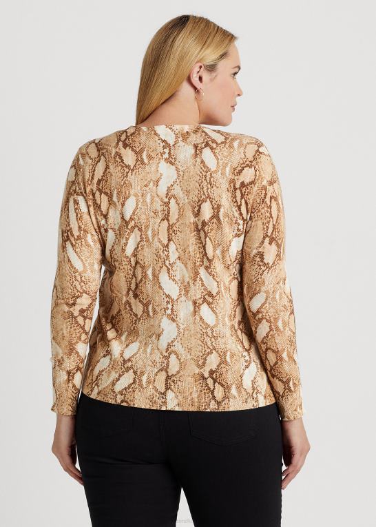 creme multi Kvinder Ralph Lauren cardigan i bomuldsblanding med slangeskindstryk Z426B4768
