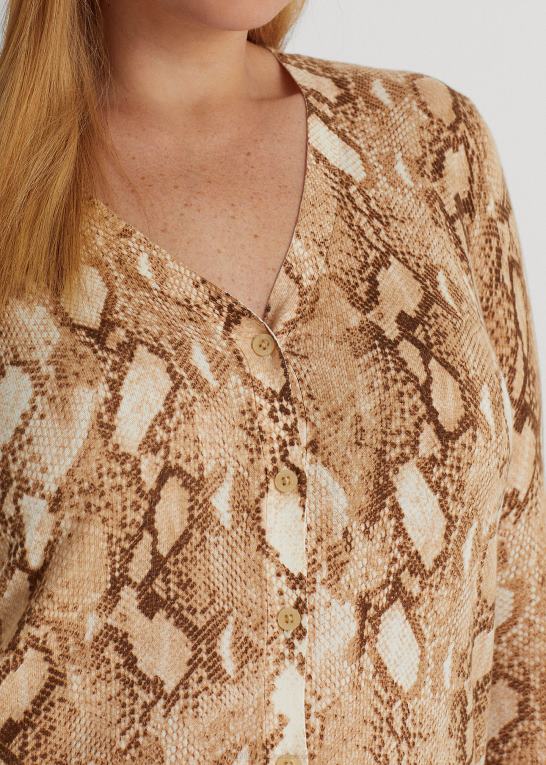 creme multi Kvinder Ralph Lauren cardigan i bomuldsblanding med slangeskindstryk Z426B4768