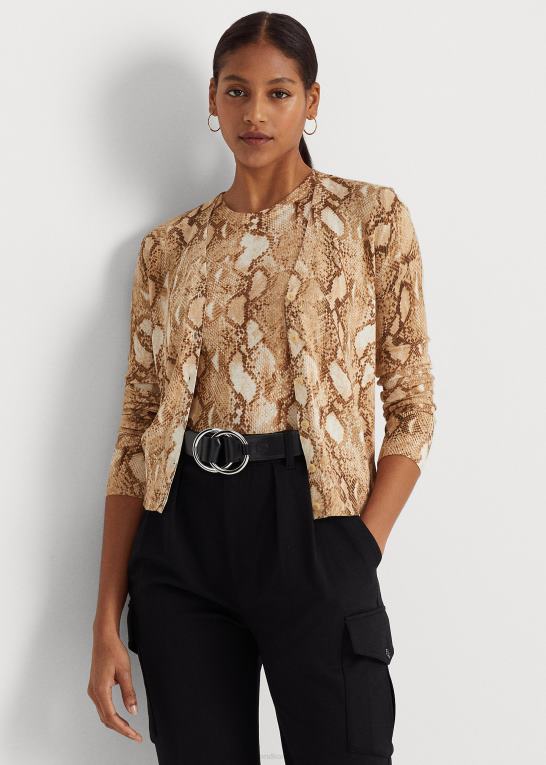 creme multi Kvinder Ralph Lauren cardigan i bomuldsblanding med slangeskindstryk Z426B4878