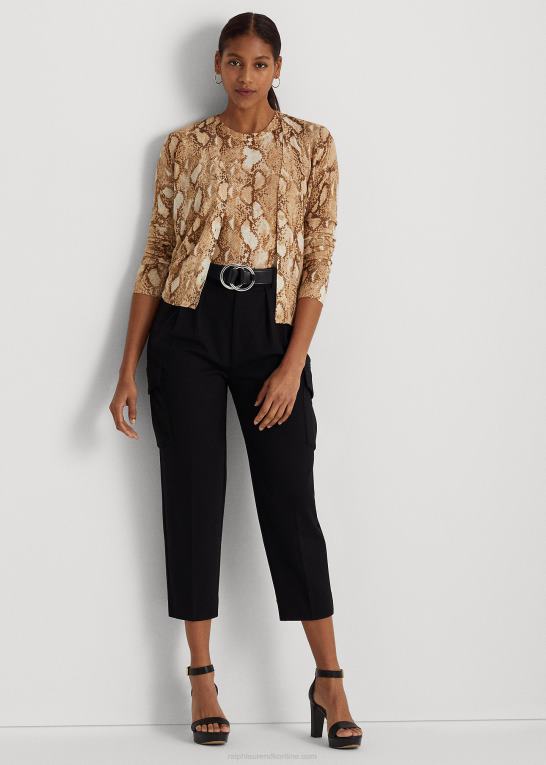 creme multi Kvinder Ralph Lauren cardigan i bomuldsblanding med slangeskindstryk Z426B4878
