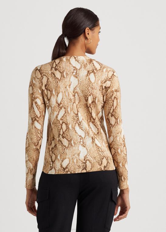 creme multi Kvinder Ralph Lauren cardigan i bomuldsblanding med slangeskindstryk Z426B4878