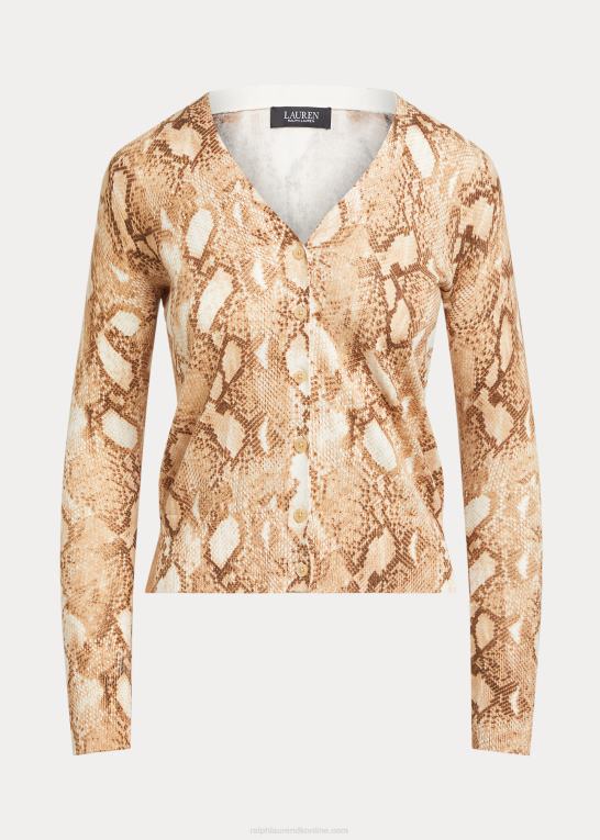 creme multi Kvinder Ralph Lauren cardigan i bomuldsblanding med slangeskindstryk Z426B9510