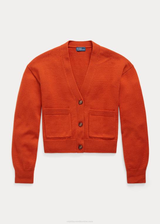 dyb solnedgangshimmel Kvinder Ralph Lauren cardigan i merinould med v-hals Z426B9208