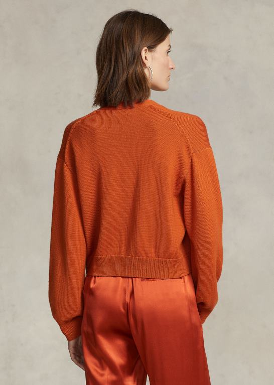 dyb solnedgangshimmel Kvinder Ralph Lauren cardigan i merinould med v-hals Z426B9208