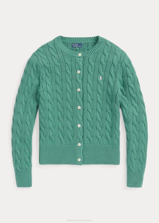 fairway green Kvinder Ralph Lauren kabelstrikket cardigan i bomuld Z426B2900
