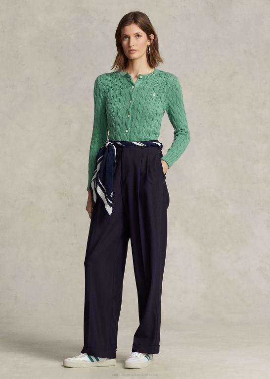 fairway green Kvinder Ralph Lauren kabelstrikket cardigan i bomuld Z426B2900
