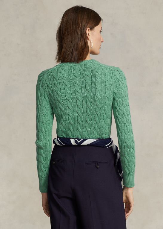 fairway green Kvinder Ralph Lauren kabelstrikket cardigan i bomuld Z426B2900