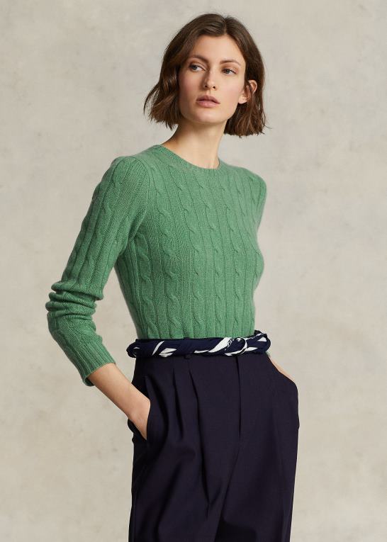 fairway green Kvinder Ralph Lauren kabelstrikket kashmirtrøje Z426B9117