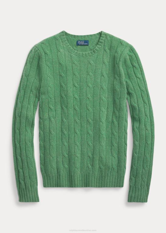 fairway green Kvinder Ralph Lauren kabelstrikket kashmirtrøje Z426B9117