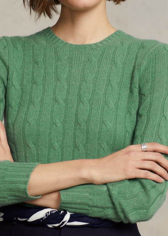 fairway green Kvinder Ralph Lauren kabelstrikket kashmirtrøje Z426B9117