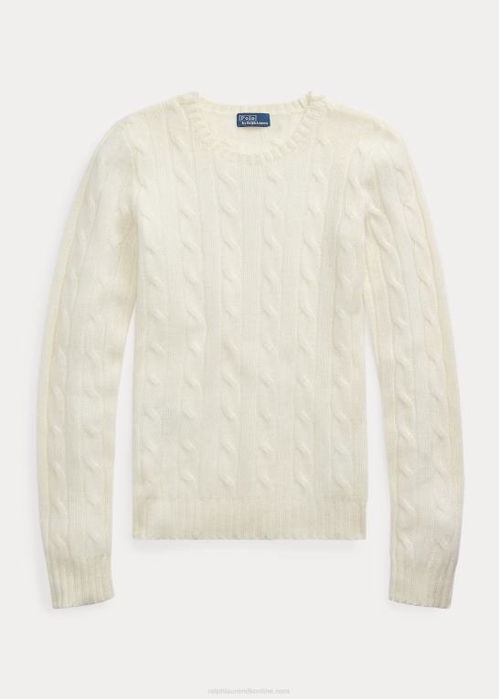 fløde Kvinder Ralph Lauren kabelstrikket kashmirtrøje Z426B9113