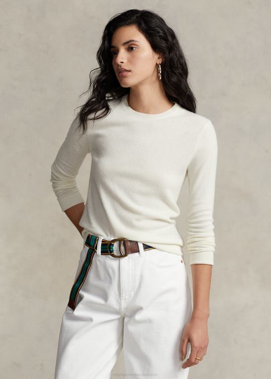 fløde Kvinder Ralph Lauren kashmir sweater med rund hals Z426B9180