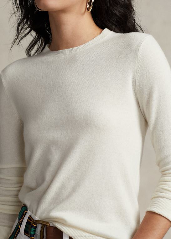 fløde Kvinder Ralph Lauren kashmir sweater med rund hals Z426B9180