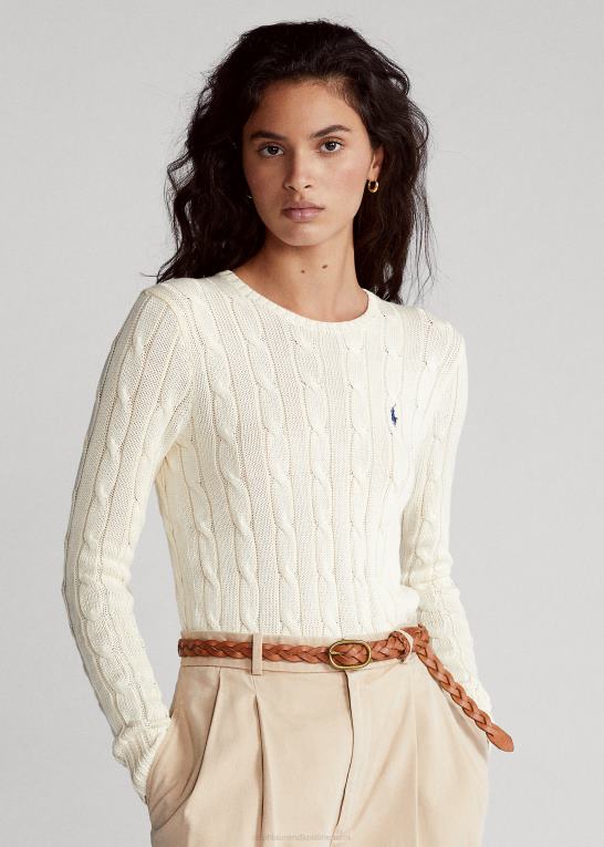 fløde Kvinder Ralph Lauren slim fit kabelstrikket sweater Z426B3360
