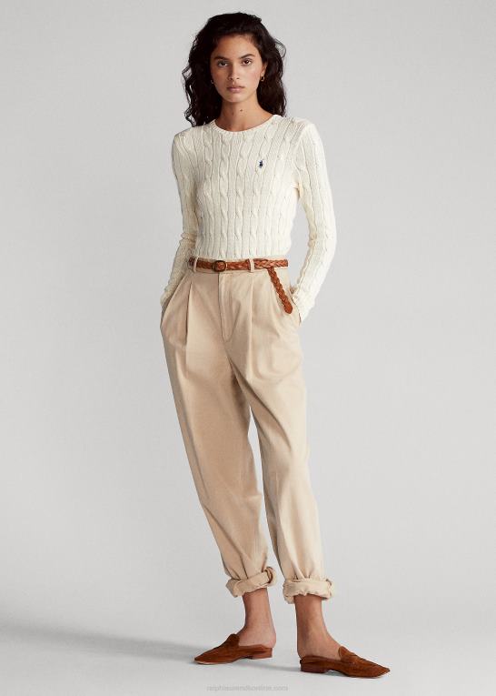 fløde Kvinder Ralph Lauren slim fit kabelstrikket sweater Z426B3360