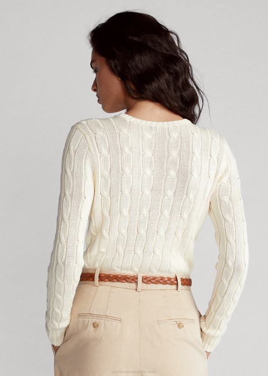 fløde Kvinder Ralph Lauren slim fit kabelstrikket sweater Z426B3360