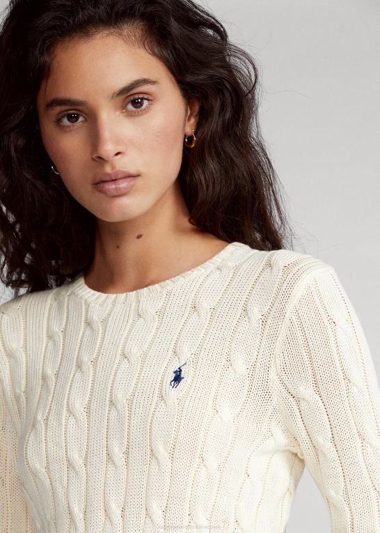 fløde Kvinder Ralph Lauren slim fit kabelstrikket sweater Z426B3360