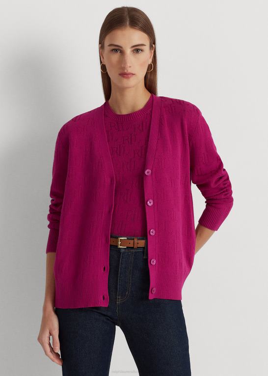 fuchsia bær Kvinder Ralph Lauren monogram jacquard cardigan Z426B4298