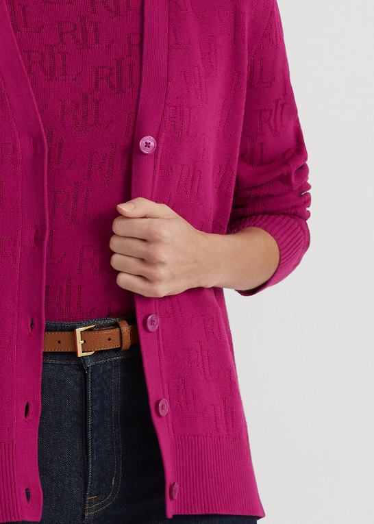 fuchsia bær Kvinder Ralph Lauren monogram jacquard cardigan Z426B4298