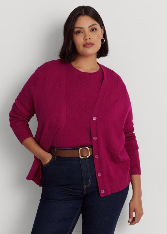 fuchsia bær Kvinder Ralph Lauren monogram jacquard cardigan Z426B4507
