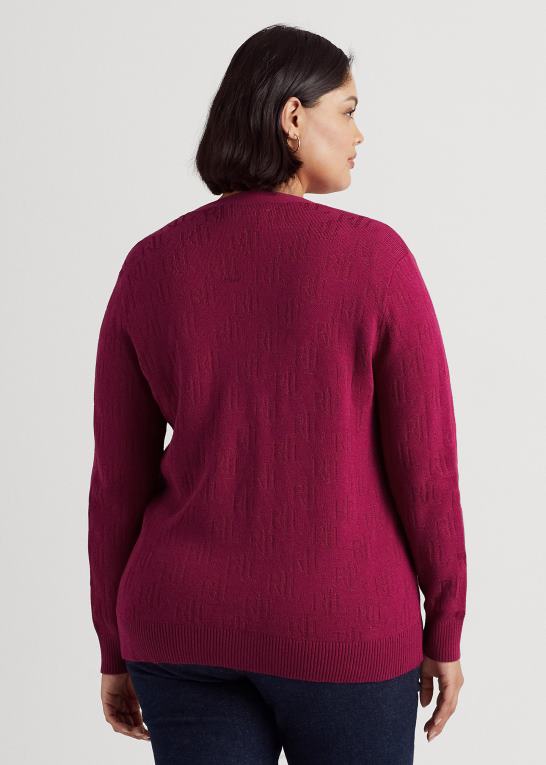 fuchsia bær Kvinder Ralph Lauren monogram jacquard cardigan Z426B4507