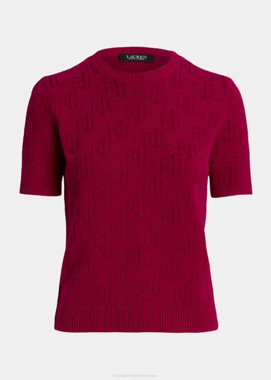 fuchsia bær Kvinder Ralph Lauren monogram jacquard kortærmet sweater Z426B3788